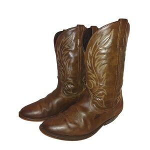 Laredo Brown Leather Western Cowgirl Boots 5742 Women 9W Wide Pointed Round Toe